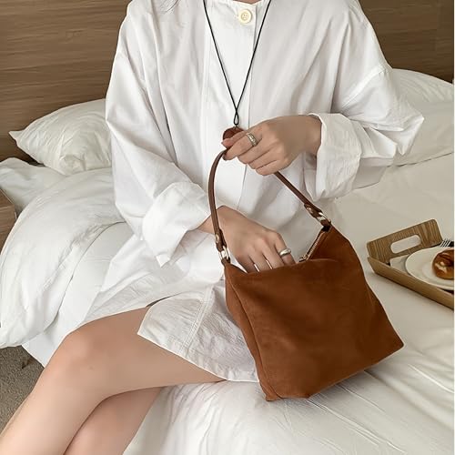 Image of Women's Faux Suede Lightweight Top Handle Crossbody Bag Leopard Print Purse Animal Small Handbag