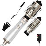 3 in 1 Rotating Hair Dryer Brush, Auto Rotating Blow Dryer Brush Spinning with 2 Brushes (2' & 1.5'), Negative Ionic Brush Blow Dryer, Round Brush Blow Dryer Volumize Curling 100-120V