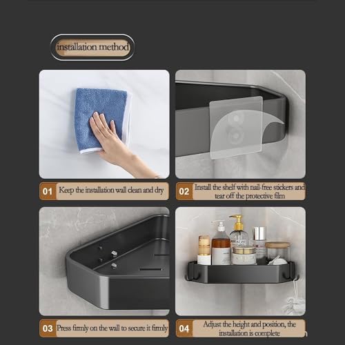 Image of Bathroom Corner Shelves Corner Shelf for Bathroom Wall Bathroom Corner Stand Bathroom Rack Without Drilling Stainless Steel Bathroom Shelf Diamond Shape Organizer(2 pcs)