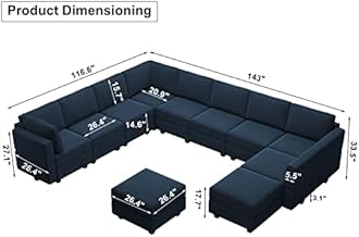 Belffin Modular Sectional Sofa with Ottomans Velvet Oversized U Shaped Sofa Couch with Storage Seats Sofa Set with Reversible Chaise Velvet Blue…