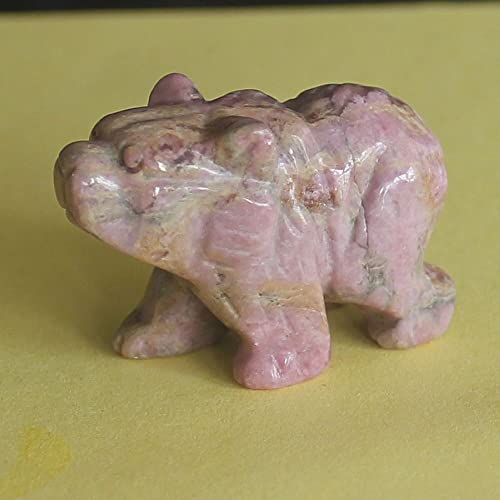 1.5'' Hand Carved Mixed Gemstone Crystal Bear Figurine Animal Carving (rhodocrosite) - Image 2