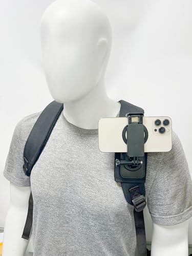 Shoulder Strap Adhesive Backpack Clip Pad Mount with 360 Degree Rotating Base Phone Clip for Go pro Heros 13/12/11/10/9/ - Detailed View