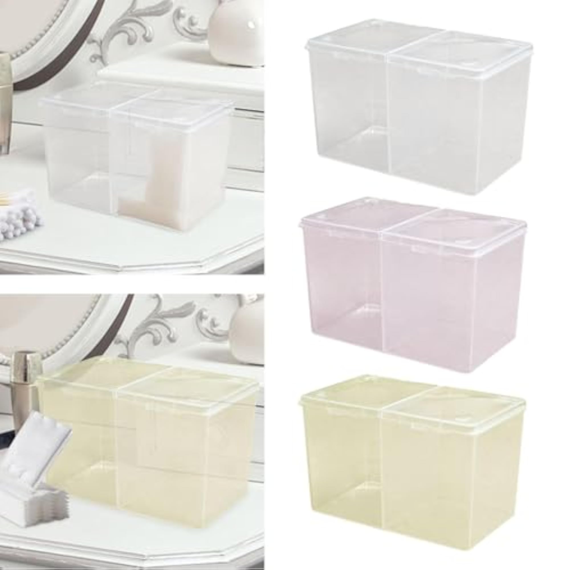 Cotton Ball Holder Storage Canister for Bathroom Shelves