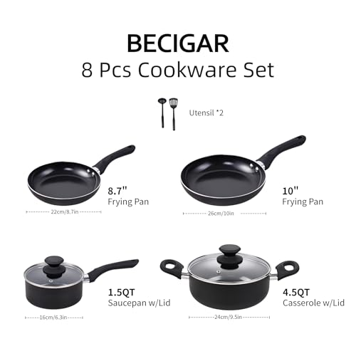 Image of BECIGAR 8 Pcs Ceramic Pots and Pans Set