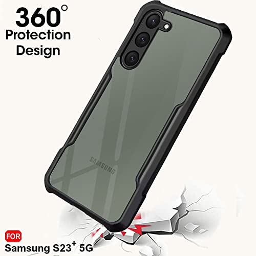 Image of TheGiftKart Shockproof Crystal Clear Back Cover Case for Samsung Galaxy S23 Plus 5G | 360 Degree Protection | Protective Design | Transparent Back Case Cover (PC & TPU, Black Bumper)