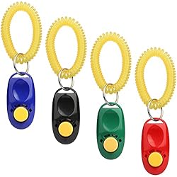 Diyife Clicker para Adiestramiento Perro, [4 Piezas] [Nueva Versión] Training Clicker Multicolor con Correa para Mascotas, Perros, Gatos y Caballos (Rojo, Negro, Azul, Verde)