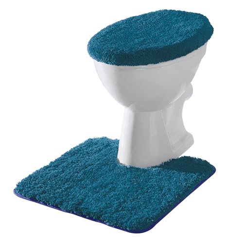 Erwin Müller Stand-WC-Set 2-TLG. Rhodos Uni, WC-Umrandung, WC-Deckelbezug rutschhemmend Petrol Größe - ultraweich, extrem saugfähig, flusenarm