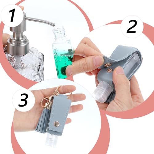 Portable Leather Hand Sanitizer Set with Clips - 2 Pack - Image 4