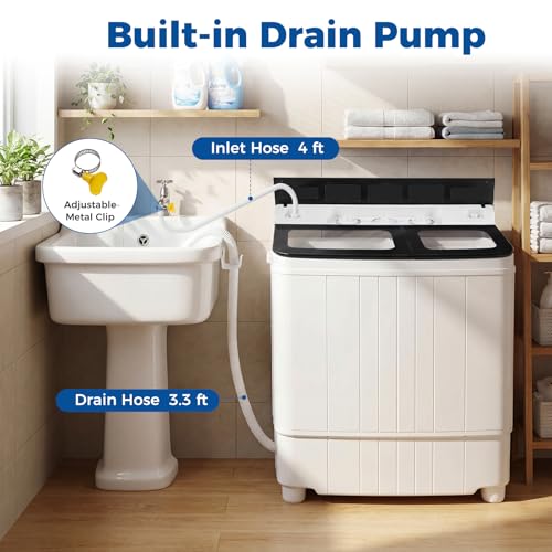 image for Giantex Portable Washing Machine, 18LBS Twin Tub Mini Compact Laundry 