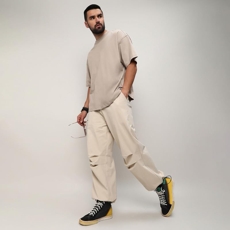 Image of CAHOOT Men's Trousers for Casual Wear | 2 Pockets | Relaxed Fit | Regular Fit | Elasticated Waist Closure | Pants Crafted with Comfort Fit for Everyday Wear