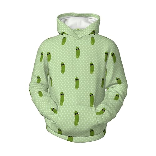 OLGCZM Cute Green Pickle Kids Hoodies Pullover 3d Sweatshirt Jumpers Tops For Boys Girls Medium