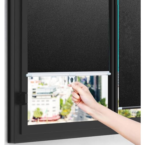Estor Opaco sin Taladrar, Estor Oscurecedor con Ventosas para Ventana, Estor Enrollable Retráctil Parasolar, Estor Térmico para Ventana de Techo(40x200cm/16 * 79in)