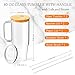BGRAING 2 Pack Glass Cups with Lids and Straws Large 40 oz Glass Tumbler with Handle Clear Reusable Iced Coffee Cups, with Bamboo Lid & Plastic Lid, BPA Free, Wide Mouth for Hot/Cold Drinks