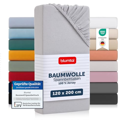 Blumtal® Basics Spannbettlaken 90x200cm Jersey - bettlaken 90x200cm aus 100% Baumwolle - Oeko-TEX zertifiziertes Spannleintuch 90x200 cm -...