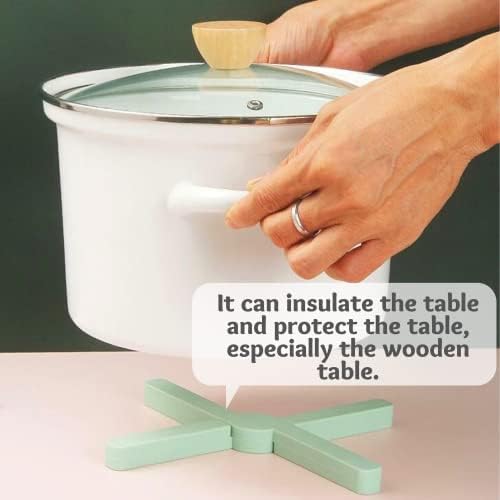 Crethink 1 Pieces Folding Silicone Trivet,Trivet for Hot Pans Folding Pot Stand Heat Protector Trivet Silicone Non Slip Heat Resistant Kitchen Worktop Saver for Hot Plates (Green)