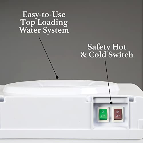 Igloo Top Loading Water Cooler for Hot & Cold Dispenser – White, Holds 3 & 5 Gallon Jugs, Child Safety Lock – for Homes, Kitchens, Offices, Dorms