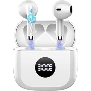 Wireless Earbuds, Bluetooth 5.4 Ear Buds LED Power Display Headphones Bass Stereo, Bluetooth Earbuds in-Ear Noise Cancelling Mic, 40H Playback Mini Case IP7 Waterproof Sports Earphones for Android iOS