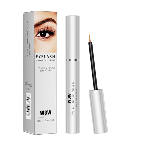 W3W Eyelash Growth Serum for Longer Thicker Lashes Lash Enhancer with Natural Peptides & Caffeine Gentle Lash Conditioner for Women 3ml