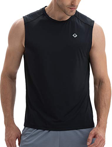 RlaGed Men's Performance Quick Dry Sleeveless Shirt for Athletic Muscle Bodybuilding Workout Sports Tank Tops Black