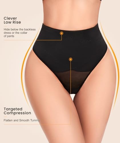 SIMIYA Thong Shapewear for Women Tummy Control Mesh Body Shaper Underwear - 3