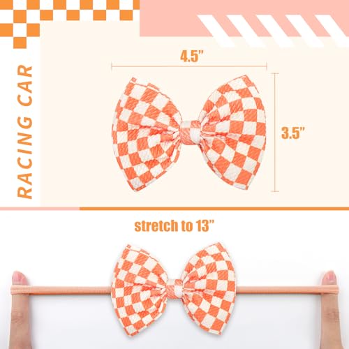 YanJie 3PCS 4.5’’ Checkered Bows for Baby Girls Headbands Orange Headband Beige Hair Accessories for Girls Newborn Girl Clothes Baby Girl Outfits4