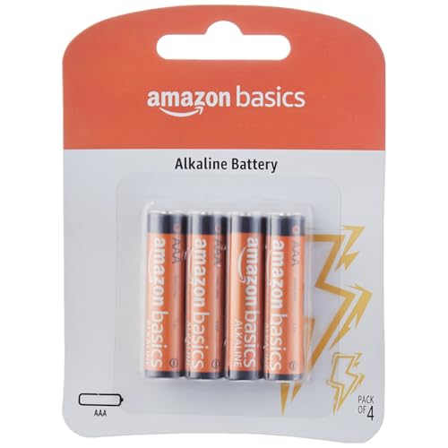 Image of Amazon Basics AAA Alkaline Batteries (Pack of 4), 1.5V, Long Lasting, Leak-Proof, AAA Batteries for Remote Controls, Toys, Clocks, Flashlights & Household Devices