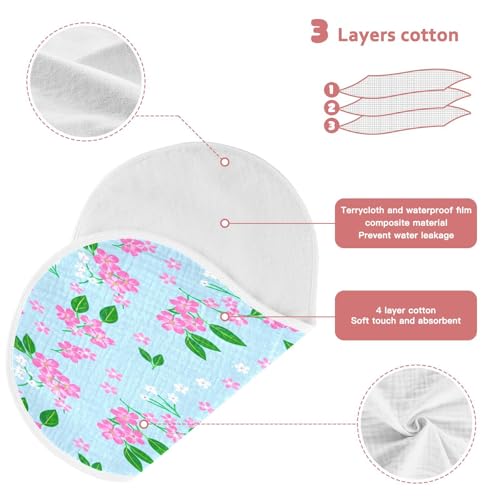 Kigai Pink and White Flowers Burp Cloths for Baby 4-Layer Cotton Muslin Burping Cloths 22x11 inch Super Soft & Absorbent Spit Up Burp Rags for Newborn Boys Girls 2 Pack3