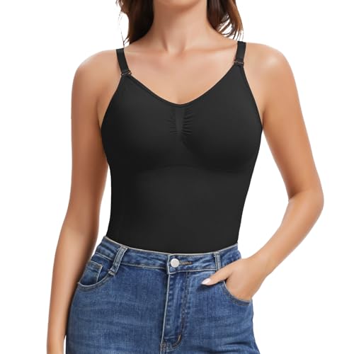 Joyshaper Damen BH Unterhemden Shapewear Bauchweg Unterhemd Figurformende Trägertop Gepolstert Kompression Tank Top Nahtlos Body Shaper,Schwarz, XXL Joyshaper Damen BH Unterhemden Shapewear Bauchweg Unterhemd Figurformende Trägertop Gepolstert Kompression Tank Top Nahtlos Body Shaper,Schwarz, XXL
