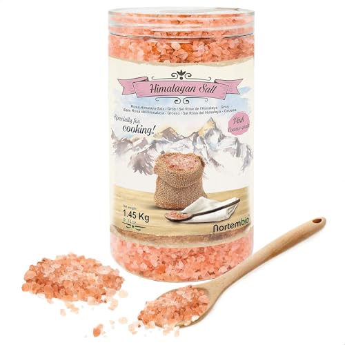 Nortembio Sal Rosa del Himalaya 1,45 Kg. Gruesa (2-5 mm) Origen Pakistán. Sal Mineral Natural sin Refinar para uso culinario. Rica en Minerales, Sin Aditivos, Ideal para Recetas Saludables.