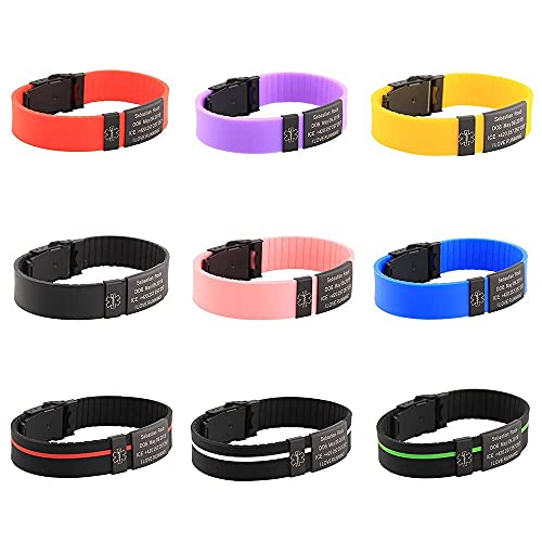 Tingku Personalized Medical Id Bracelet Custom Medical Alert Bracelets Sport Sos Safety Silicone Wristband For Athletes Jewelry #TOP5