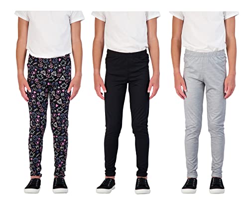 Girls Leggings 3 Pack Pull On Pants Full Length Stretch Tights for Kids3