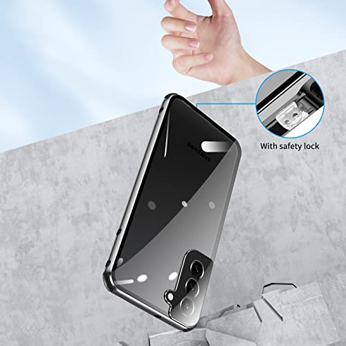 Jonwelsy Anti Peeping Case for Samsung Galaxy S22, 360 Degree Protection 4 Anti-Drop Corners Front Privacy Glass Cover Anti SPY Peep Screen Magnetic Adsorption Metal Bumper for Samsung S22 (Silver) - Image 4