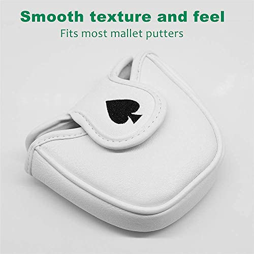 Barudan Golf Poker Ace White Mallet Putter Cover Headcover Magnetic Club Protector fits for Odyssey 2ball Style Putters,Synthetic Leather Putter Headcover for Mallet, RH LH - Thumbnail 4