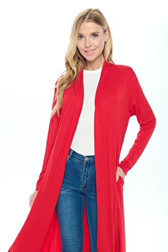 Image of Isaac Liev Maxi Cardigan Duster Sweater - Women's Extra Long Open Front Full Length Lightweight Cardigans Dusters Sweaters