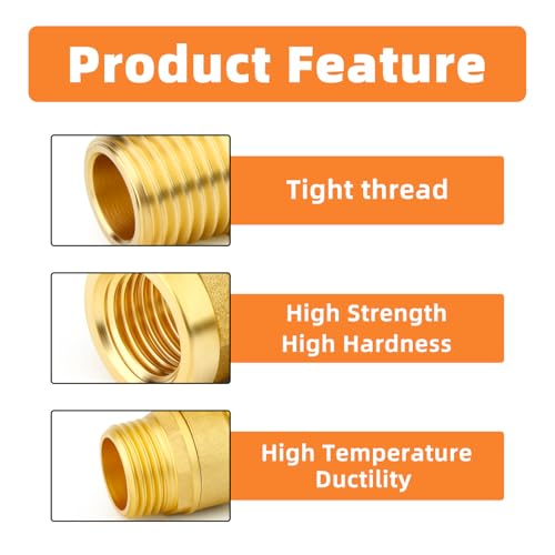 Image of GASHER 6PCS 1 /2 Inch NPT Brass Pipe Fitting, Ball Valve, Barstock Tee Brass Pipe Fitting and Air Hose Fitings