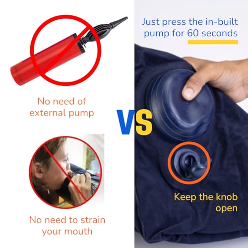 Image of nomado Travel Foot Rest Pillow - Self-Inflatable Seat Extender for Car, Plane & Train, Portable & Compact Footrest for Kids & Adults, Dark Blue Rectangular 18x15x12 Inch for Long Trips