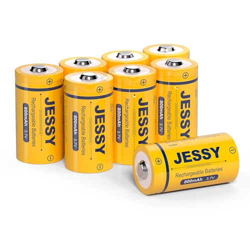 JESSY CR123A Rechargeable Batteries, 3.7V Lithium Battery for Arlo Wireless Cameras VMC3030 VMK3200 VMS3330 3430 3530 and Flashlight Polaroid Microphone (8 Pack)