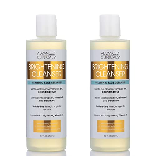 Advanced Clinicals Face Wash Brightening Vitamin C Facial Cleanser – Gentle Blackhead Facial Wash Hydrates Dry Skin, Daily Pore Minimizer For Age Spots, Hyperpigmentation, & Acne, 8.2 Fl Oz (2-Pack) #TOP30