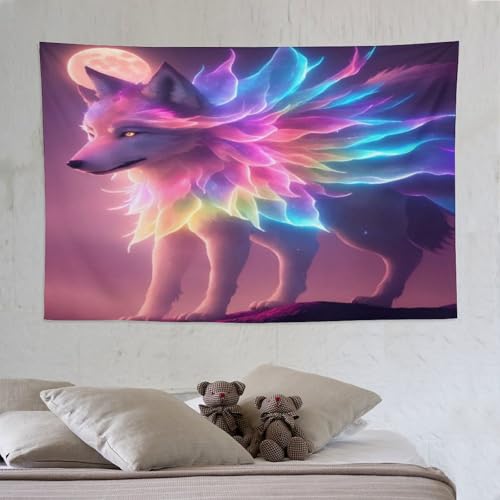Tenture murale loup grand format pour habiller un mur vide facilement sans abîmer la peinture