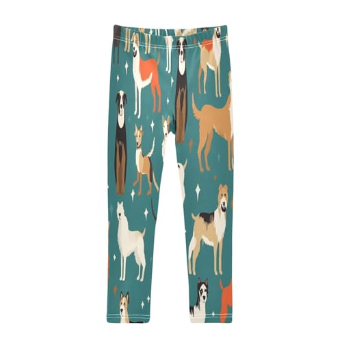 Bolaz Toddler Girls Leggings Printed Yoga Pants Leggings Red Yellow Dog for Kids