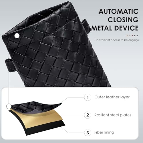 Crossbody Bag for Women with Self-Closing Lock, Woven Leather Cell Phone Purse with Adjustable Shoulder Strap, Small Portable Women's Crossbody Purse with Card Slots for Travel Dating Shopping3