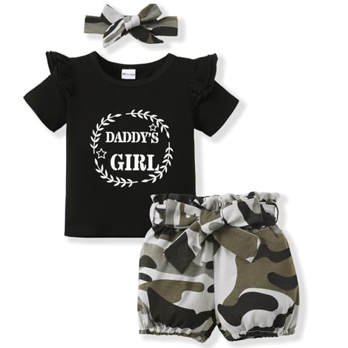 Image of Mikrdoo Baby Girl Clothes Toddler Girl Summer Outfits Shirts Tops Camo Shorts Set Little Girl Clothes
