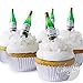 Champagne Bottle Cupcake Topper Kit - (24) 2 1/4" Mini Champagne Bottle Novelties, White Rock Sugar, Silver Foil Cupcake Liners