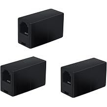 MulticoloredLED 3Pcs RJ11 Coupler, 6P4C in Line Coupler, Female to Female Phone Line Connector Coupler, Plastic Telephone Connector Coupler, Black Telephone Cord Coupler Compatible with Faxs