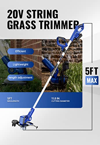 Wild Badger Power 20V Cordless Leaf Blower And String Trimmer/Edger Combo Kit, Adjustable Telescopic Shaft, Lightweight, Easy To Use And Convert, With 2*2Ah Battery And Charger Included #TOP3