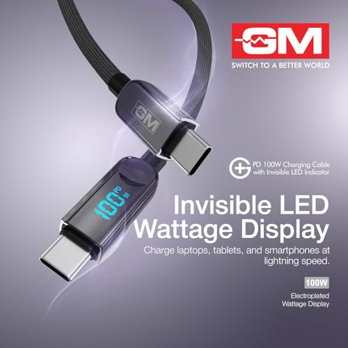 GM G+ PD 100W Invisible LED Indicator C-C Cable BLACK - Image 8