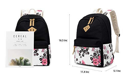 Abshoo Lightweight Canvas Floral Backpacks For Teen Girls School Backpack With Lunch Bag (Dg20 Black) #TOP4