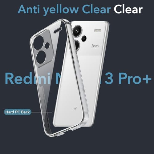 Image of DIZORO Compatible with Redmi Note 13 Pro Plus 5G Back Cover Case Clear,[ Anti Yellow ][Military Grade Protection] Hard PC Back Cover Transparent