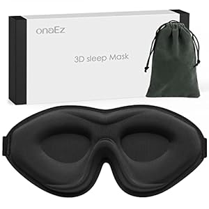 OnaEz 2021 3D-slaapmasker voor heren en vrouwen, verbeterd totaal licht blokkerend oogmasker, 12 mm verdiepde oogholtes en verhogen neuspads, slaapbril van zijde voor reizen, dutjes, yoga