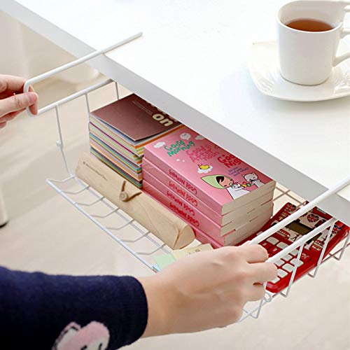 Under Shelf Basket , 2 Pack White Wire Under Shelf Basket , Slides Under Shelves For Storage, Space Saving For Kitchen Counter Pantry Desk Bookshelf Cupboard #TOP6